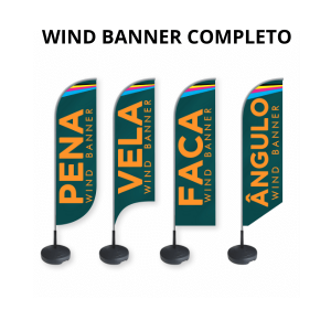 WIND BANNER COMPLETO Tecido: Dupla-Face -  Base Plástica Redonda Preta Pena, ângulo, Faca e vela Impressão colorida Tecido 100% Poliéster Costurado Estrutura de fibra desmontável